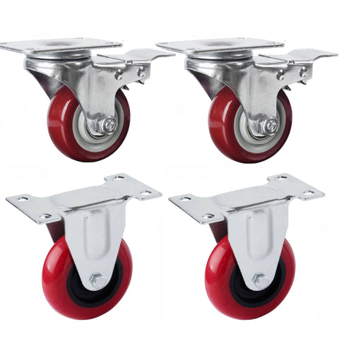 Darrahopens Home & Garden > DIY 4x 4 inch Heavy Duty 2x Fixed + 2x Swivel Casters Load 520kg Lockable Castor Caster Wheels Swivel Casters with Brakes