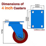 Darrahopens Home & Garden > DIY 4x 4 inch Heavy Duty 2x Fixed + 2x Swivel Casters Load 520kg Lockable Castor Caster Wheels Swivel Casters with Brakes