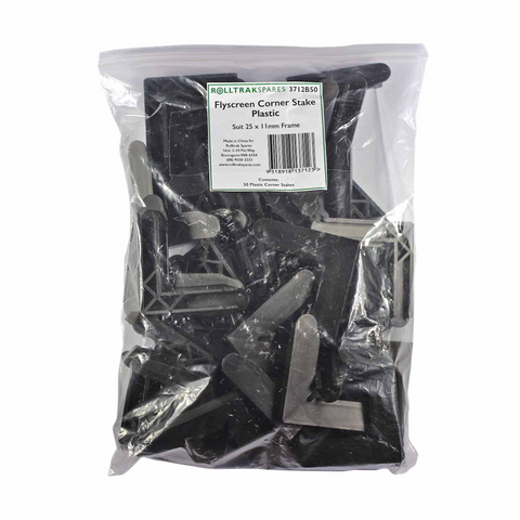 Darrahopens Home & Garden > DIY > Building Materials 11x25mm Rolltrak Flyscreen Corner Stake (1 pack of 50) Black Plastic