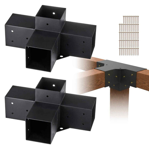 Darrahopens Home & Garden > DIY > Building Materials 2 Pack 4 Way Pergola Bracket Kit for 4x4 Posts Heavy Duty Corner Brackets DIY Wood Post Base for Gazebo Patio Pergola Log Cabin Outdoor