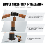 Darrahopens Home & Garden > DIY > Building Materials 2 Pack 4 Way Pergola Bracket Kit for 4x4 Posts Heavy Duty Corner Brackets DIY Wood Post Base for Gazebo Patio Pergola Log Cabin Outdoor
