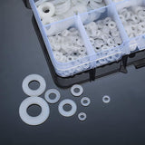 Darrahopens Home & Garden > DIY > Building Materials 500 Pieces Nylon Flat Washers, Flat Washers Insulation Round Spacer Plumbing Assortment Kit - White, M2/M2.5/M3/M4/M5/M6/M8/M10