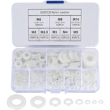 Darrahopens Home & Garden > DIY > Building Materials 500 Pieces Nylon Flat Washers, Flat Washers Insulation Round Spacer Plumbing Assortment Kit - White, M2/M2.5/M3/M4/M5/M6/M8/M10