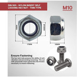 Darrahopens Home & Garden > DIY > Building Materials Zinc Steel Lock Nut M10 Pack 25 Hexagonal Locking Lock Nuts Ideal For Carpentry, Construction, Plumbing, Among Other