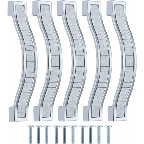 Darrahopens Home & Garden > DIY > Door Hardware 10 pcs Alloy Rhinestone Crystal Drawer Pulls Handles For Dresser Kitchen Cabinet Cupboard, Silver, 96Mm-10 pcs