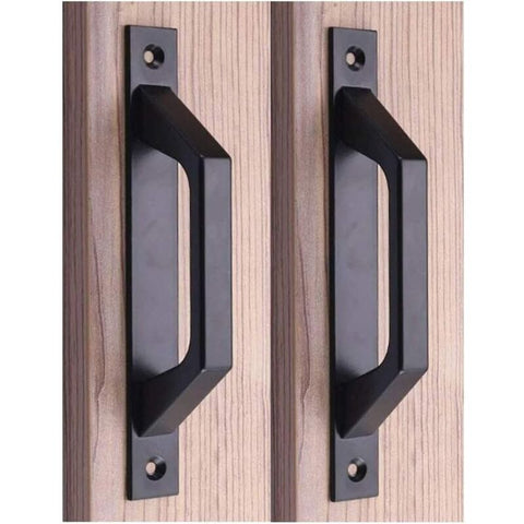 Darrahopens Home & Garden > DIY > Door Hardware 19.6Cm Wooden Handle Barn Door Pull Sliding Door Handle Carbon Steel (D Black)