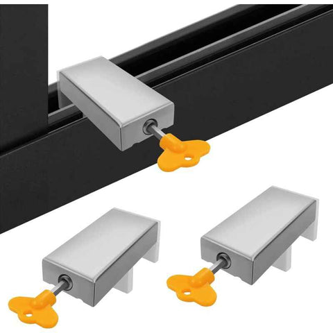 Darrahopens Home & Garden > DIY > Door Hardware 2 pcs With Key Aluminum Alloy Door Frame Security Lock Adjustable Sliding Double Window Locks Steel Safety Locks Child
