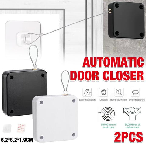 Darrahopens Home & Garden > DIY > Door Hardware 2x Punch-free Automatic Door Closer Sensor Auto for Home Kitchen Door Security - White