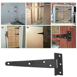 Darrahopens Home & Garden > DIY > Door Hardware 6 Pack T-Shaped Hinges For Garden Shed - 10Cm - Heavy Duty - Forged Steel - Rustproof - Black