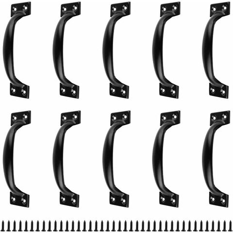Darrahopens Home & Garden > DIY > Door Hardware Black Furniture Handle, 10 Pieces Kitchen Cabinet Handles, Arc Drawer Handles, Effortless Push And Pull, With 40