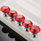 Darrahopens Home & Garden > DIY > Door Hardware Door Knobs Handles Clear Crystal Diamond Glass Kitchen Cupboard Cabinet Pulls 40MM - Red-10PCS