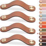 Darrahopens Home & Garden > DIY > Door Hardware Leather Furniture Handles 128 mm Light Coffee 4 pcs Compatible with Vintage Cabinets Dressers Kitchen Drawers