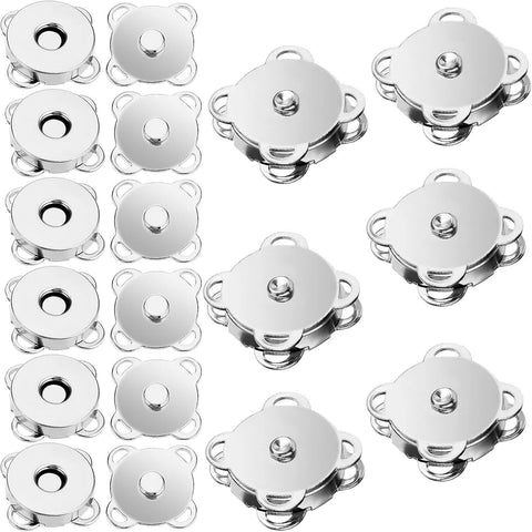 Darrahopens Home & Garden > DIY > Door Hardware Magnetic Snap Fasteners - Pack of 12 - Plum Blossom Shaped Concealed Snap Fasteners - 14mm Hook & Loop Fasteners - Suitable for DIY projects such as wool and leather wallets, bags, clothing and handbags (Silver)
