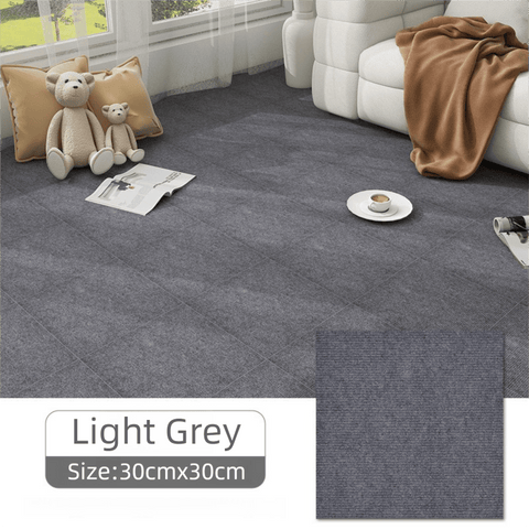 Darrahopens Home & Garden > DIY > Flooring 16 Pack Light Grey Durable & Soft Self-Adhesive Carpet Tiles(30x30cm) - Interlocking Non-Slip Square Floor Mat for Bedroom, Office & Living Room