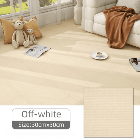 Darrahopens Home & Garden > DIY > Flooring 16 Pack Off-White Durable & Soft Self-Adhesive Carpet Tiles(30x30cm) - Interlocking Non-Slip Square Floor Mat for Bedroom, Office & Living Room