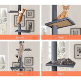 Darrahopens Home & Garden > DIY > Flooring CARLA HOME Floor to Ceiling Cat Tree Tower  with Adjustable Height 230-286cm for Indoor Cats (Grey)