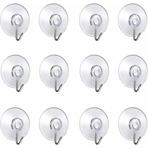 Darrahopens Home & Garden > DIY > Hardware Hooks 12 Pack Suction Cup Wall Hooks, Small Plastic Suction Cups With ROund Hook For Bathroom And Kitchen (4Cm)
