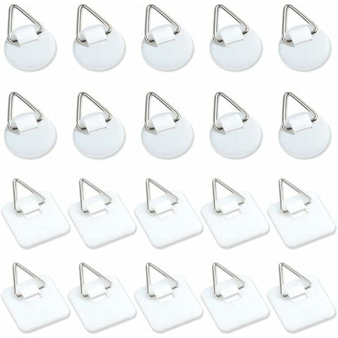 Darrahopens Home & Garden > DIY > Hardware Hooks 50-Pack 1\" Invisible Adhesive Hangers, Self-Adhesive Vertical Wall Plaque Hangers, Wall Plaques for Plates, Pictures, Decorative Art (White)