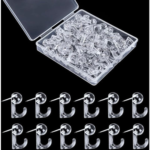 Darrahopens Home & Garden > DIY > Hardware Hooks 50 pcs Clear Push Pins Thumbtacks Hanging Hooks Plastic Wall Hooks For Cork Board Map Photos Calendar Home School