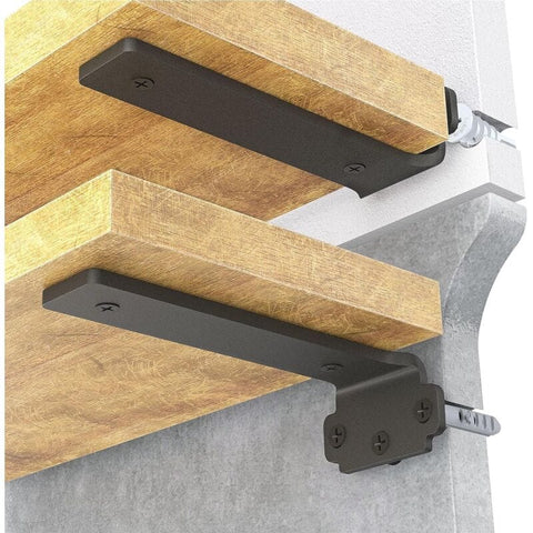 Darrahopens Home & Garden > DIY > Hardware Hooks 6-pack 10cm Floating Shelf Brackets, Heavy Duty Shelf Brackets for Shelves, Black Painted Metal Wall Mounted Shelf Brackets, 75kg Load Capacity