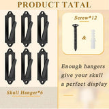Darrahopens Home & Garden > DIY > Hardware Hooks 6-Piece Skull Wall Hook Set - Black Steel Hook for Decoration - Includes Mounting Kit