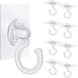 Darrahopens Home & Garden > DIY > Hardware Hooks 9 pcs Self-Adhesive Heavy Duty Plastic Ceiling Hooks White Compatible with Under Cabinet Hanging Tools