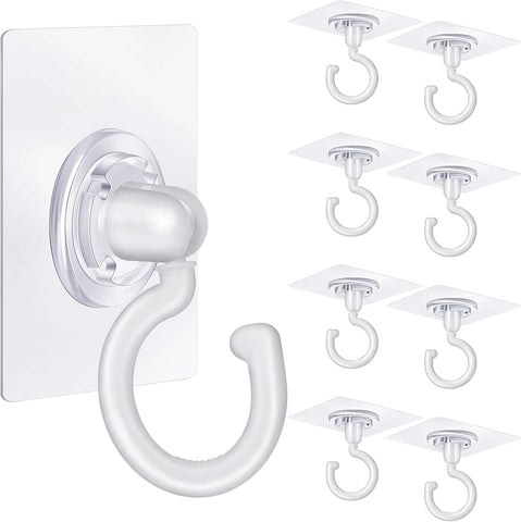 Darrahopens Home & Garden > DIY > Hardware Hooks 9 pcs Self-Adhesive Heavy Duty Plastic Ceiling Hooks White Compatible with Under Cabinet Hanging Tools