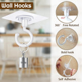 Darrahopens Home & Garden > DIY > Hardware Hooks 9 pcs Self-Adhesive Heavy Duty Plastic Ceiling Hooks White Compatible with Under Cabinet Hanging Tools