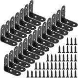 Darrahopens Home & Garden > DIY > Hardware Hooks Black Right Angle Bracket L Shaped Metal Corner Braces With Screws For Wood Furniture Cupboard Support 20 pcs 40 18Mm