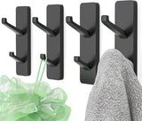 Darrahopens Home & Garden > DIY > Hardware Hooks Coat Hooks - Self-Adhesive Hooks for Towels, Coats, Keys - Bathroom, Doors, Kitchens, Dorms - Black - Metal - Pack of 4