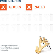 Darrahopens Home & Garden > DIY > Hardware Hooks Heavy Duty Picture Hooks Hold Up to 45 kg - 10-pack with Nails | Picture Hooks for Drywall - Mirrors