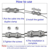 Darrahopens Home & Garden > DIY > Hardware Hooks M2 Duplex Cable Clips 304 Stainless Steel Duplex Cable Clips For Wire ROpe Clotheslines Sun Sails Hanging Patio Fixed 8