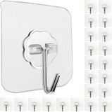 Darrahopens Home & Garden > DIY > Hardware Hooks Self-adhesive hooks - transparent - waterproof - self-adhesive wall hooks - suitable for keys - bathroom, shower, outdoor, kitchen, door - practical pack of 24