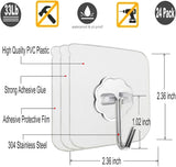 Darrahopens Home & Garden > DIY > Hardware Hooks Self-adhesive hooks - transparent - waterproof - self-adhesive wall hooks - suitable for keys - bathroom, shower, outdoor, kitchen, door - practical pack of 24