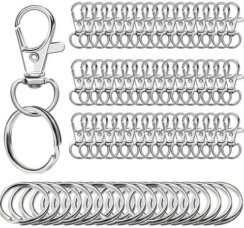 Darrahopens Home & Garden > DIY > Hardware Hooks Small Stainless Steel Keychains - 100 Pieces Carabiner Keychains - DIY - DIY Ring - Snap Closure with Turning Button - (Silver)