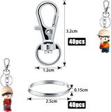 Darrahopens Home & Garden > DIY > Hardware Hooks Small Stainless Steel Keychains, 100pcs Carabiner Keychains, DIY, DIY Ring, Button Lock, (Silver)