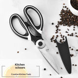 Darrahopens Home & Garden > DIY > Kitchen & Bathroom DIY 2 pack Kitchen Shears Multi Purpose Strong Stainless Steel Kitchen Utility Scissors with Cover Poulry,Fish, Meat, Vegetables Herbs, Bones, Dishwasher Safe (Black)