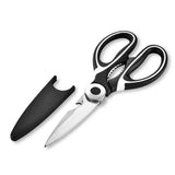 Darrahopens Home & Garden > DIY > Kitchen & Bathroom DIY 2 pack Kitchen Shears Multi Purpose Strong Stainless Steel Kitchen Utility Scissors with Cover Poulry,Fish, Meat, Vegetables Herbs, Bones, Dishwasher Safe (Black)