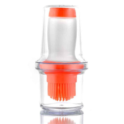 Darrahopens Home & Garden > DIY > Kitchen & Bathroom DIY 2 Pack Silicone Pressing Oil Bottle Brush with Lid Baking Sauce Bottle Salad Dressing Bottle Barbecue Sauce Brush Oil Pot Home Kitchen Oil Brush Tool (Orange)