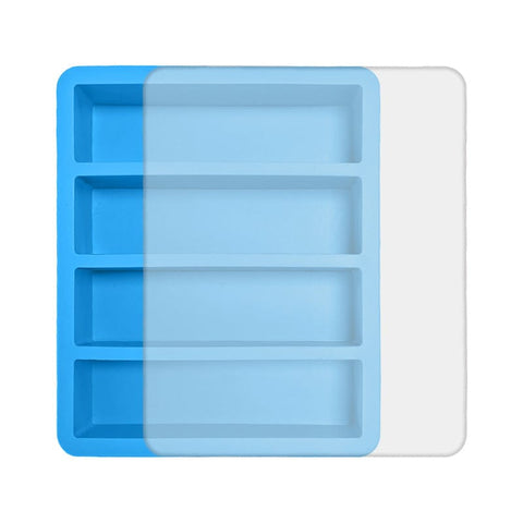 Darrahopens Home & Garden > DIY > Kitchen & Bathroom DIY 2-Packs Blue Flexible 4-Grid Silicone Long Ice Cube Tray with Lid - Easy Release Reusable Mold for Narrow Bottles & Cocktails