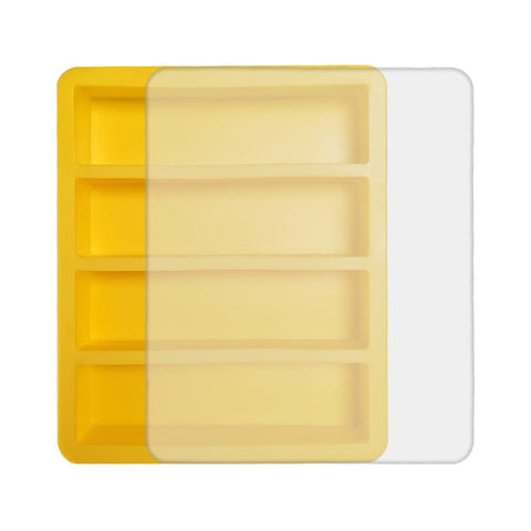 Darrahopens Home & Garden > DIY > Kitchen & Bathroom DIY 2-Packs Yellow Flexible 4-Grid Silicone Long Ice Cube Tray with Lid - Easy Release Reusable Mold for Narrow Bottles & Cocktails