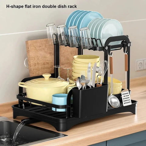 Darrahopens Home & Garden > DIY > Kitchen & Bathroom DIY 2 Tier Dish Drainer Rack with Drain Basket
