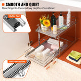 Darrahopens Home & Garden > DIY > Kitchen & Bathroom DIY 2 Tier Pull Out Cabinet Organizer 14"x21"x15" Heavy Duty Slide Out Pantry Shelves Steel Roll Out Drawers Sliding Storage Rack Silver