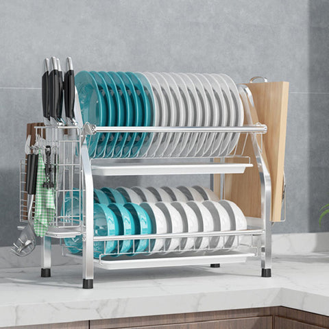Darrahopens Home & Garden > DIY > Kitchen & Bathroom DIY 2 Tier Silver Kitchen Dish Rack Drainer 41cm High 25cm Long