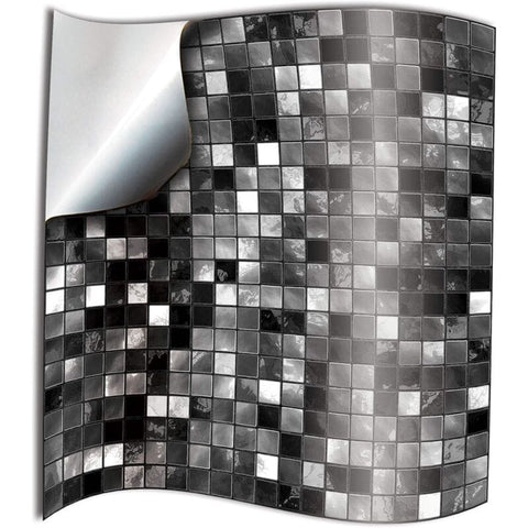 Darrahopens Home & Garden > DIY > Kitchen & Bathroom DIY 24X Tile Sticker For Bathroom And Kitchen 10 X 10Cm Black White Mosaic 2D Film Adhesive Stickers For Tiles For Wall