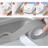 Darrahopens Home & Garden > DIY > Kitchen & Bathroom DIY 3 ROlls Waterproof Sealing Strip, Bathroom Seal, Pvc Self-Adhesive Caulking Tape For Kitchen, Toilet, Bathtub (Grey)