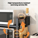 Darrahopens Home & Garden > DIY > Kitchen & Bathroom DIY 3-Tier Microwave Stand Oven Rack Height Adjustable and Extendable Stainless Steel Kitchen Storage Shelf With 6 Hook Over the Kitchen Counter Max Load 75Kgs