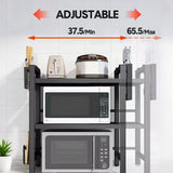 Darrahopens Home & Garden > DIY > Kitchen & Bathroom DIY 3-Tier Microwave Stand Oven Rack Height Adjustable and Extendable Stainless Steel Kitchen Storage Shelf With 6 Hook Over the Kitchen Counter Max Load 75Kgs