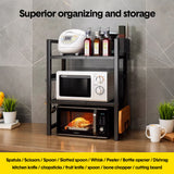Darrahopens Home & Garden > DIY > Kitchen & Bathroom DIY 3-Tier Microwave Stand Oven Rack Height Adjustable and Extendable Stainless Steel Kitchen Storage Shelf With 6 Hook Over the Kitchen Counter Max Load 75Kgs
