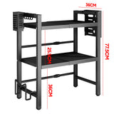 Darrahopens Home & Garden > DIY > Kitchen & Bathroom DIY 3-Tier Microwave Stand Oven Rack Height Adjustable and Extendable Stainless Steel Kitchen Storage Shelf With 6 Hook Over the Kitchen Counter Max Load 75Kgs